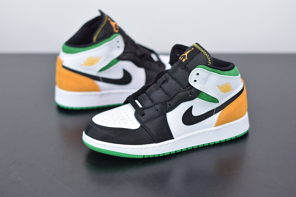 Nike Jordan 1 Mid SE White Laser Orange Lucky Green